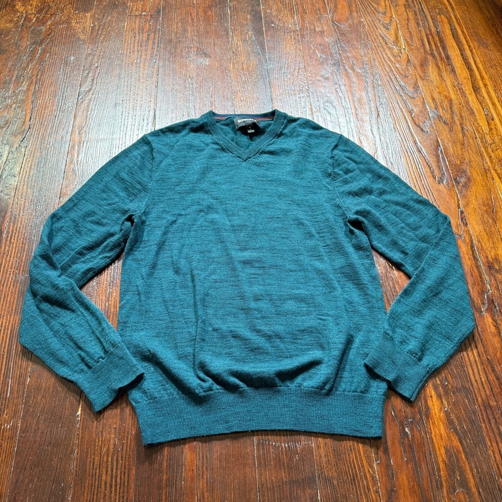 Bonobos‎ Sweater Mens M Blue Extra Fine Merino Wool V Neck Long Sleeve Slim Fit